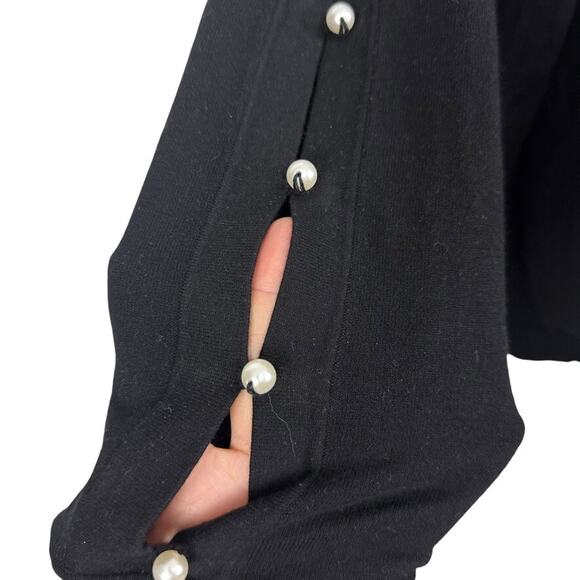 Talbots Woman Petite Pearl Beaded Pullover Open Sleeve Sweater Stretch Black 2XP - Picture 3 of 15